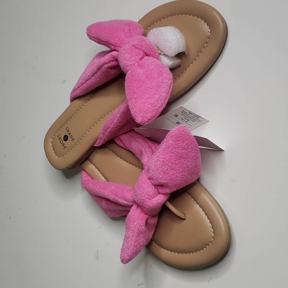 Shade & Shore Pink Terry Tie Flat Sandals